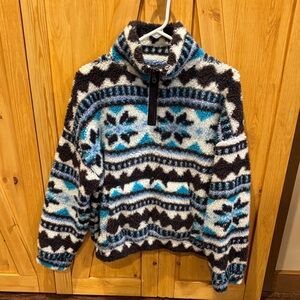 Cozy Blue and Black Patterned Women's Top